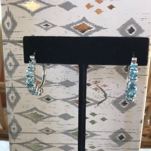 Sterling Silver - Earrings - Blue Zircon - Hoops
